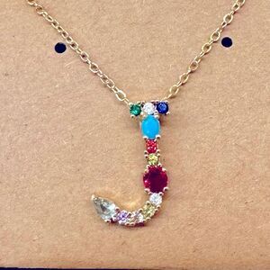 J initial Necklace with 20” gold chain